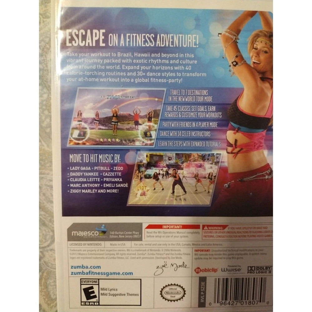 Zumba Fitness World Party (Nintendo Wii, 2013) Complete Tested Free shipping USA